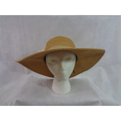 August Hat Company 's Beige Wide Brim Floppy Floral Hat OS NWT 766288171107 eb-97712648